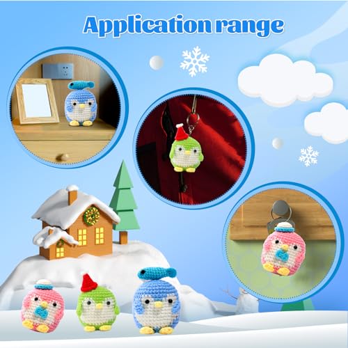 UOOU 3 Pack Crochet Kit, Penguin Crochet Kit for Beginners with Easy Yarn, Step-by-Step Video Tutorials, Complete Crochet Animal Kit, Knitting Kit UOOU