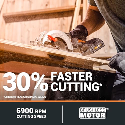Worx Nitro 20V Brushless 4-1/2" Cordless Circular Saw, Compact Circular Saw, Up to 6,900 RPM, 0-46° Bevel Cuts, Circular Saw Cordless WX531L – WORX