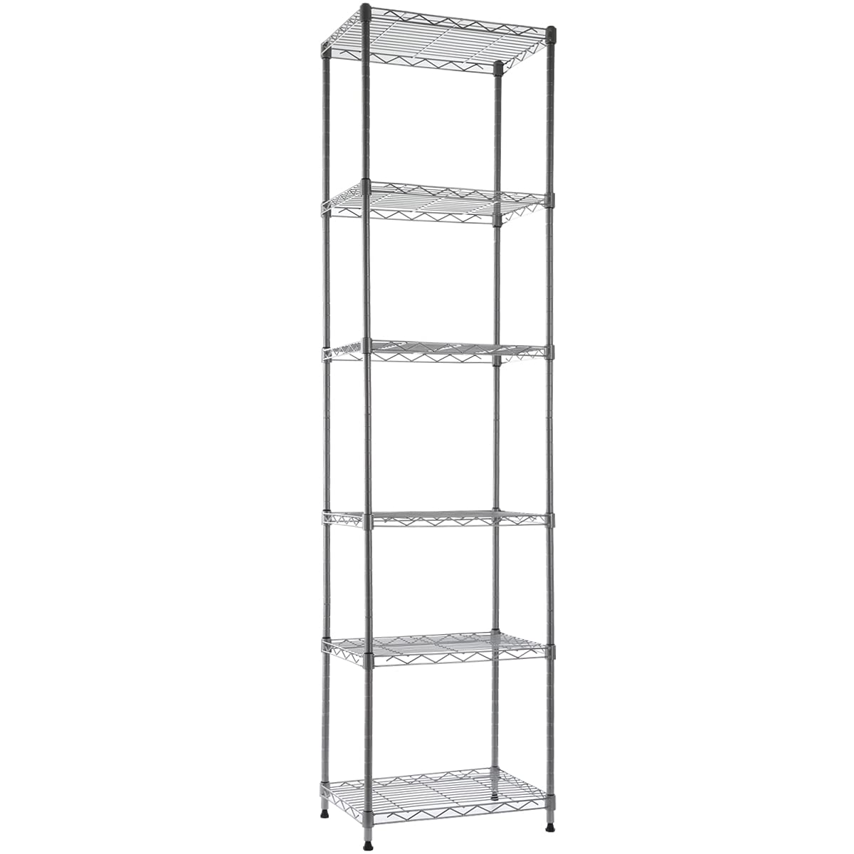 GIOTORENT 6-Tier Standing Shelving Metal Units, Adjustable Height Wire Shelf Display Rack for Laundry Bathroom Kitchen 16.6” x 11.6” x 63” GIOTORENT