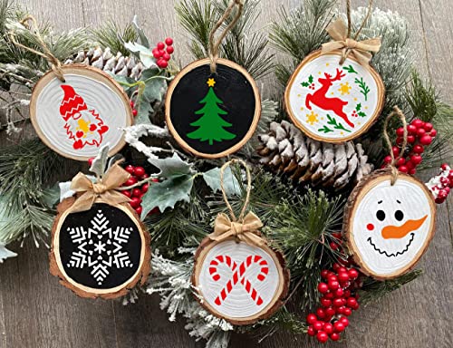 Christmas Stencils for Painting on Wood,3x3” Reusable Holiday Xmas Stencil Drawing Templates for Christmas Tree/Tier Tray/Window Decor Yamcyh