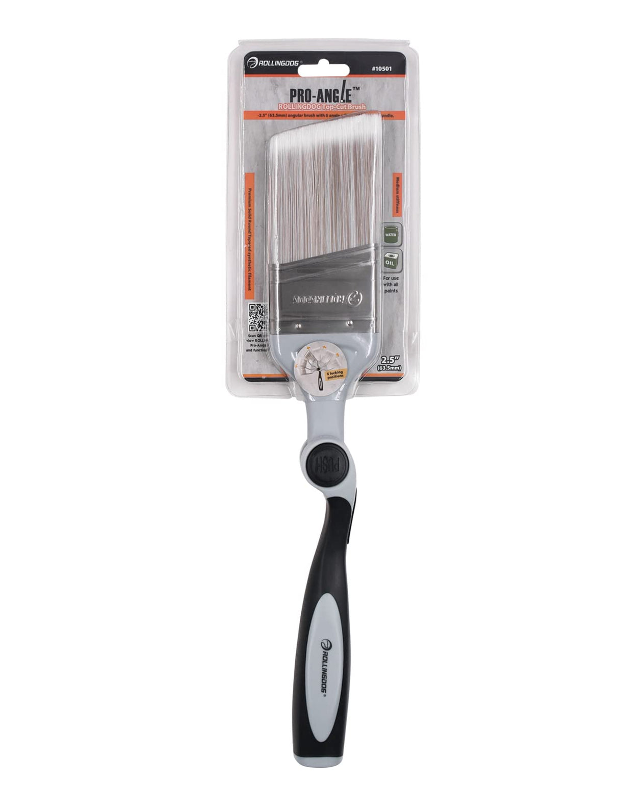 ROLLINGDOG 2.5Inch Paint Edger Brush - Extension Pole Angled Paint Brush for High Walls Ceiling,Stairwell Wall,Triming and Cutting in Painting ROLLINGDOG