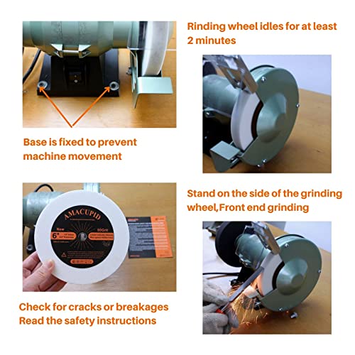 AmaCupid Bench Grinding Wheel 6 inch. for Sharpening Quenched Steel, High Carbon Steel and Other Cutting Tools. White Aluminum Oxide Abrasive. 1/2 AmaCupid