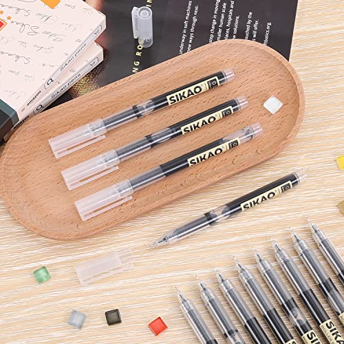 Sikao 24 Pack Black Rolling Ball Pens, Liquid Ink Rollerball Pens 0.5mm Fine Point Needle Tip for Super Smooth Writing Quick-Drying Ink No Smear Sikao