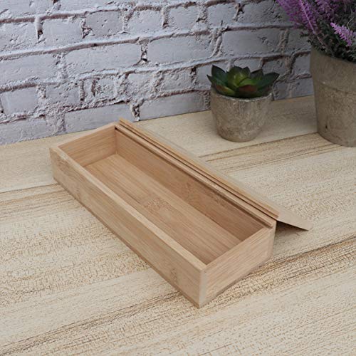SUPVOX Unfinished Wood Box Bamboo Storage Box with Pull Out Lid Small Jewelry Gift Organizer for DIY Craft Home Travel SUPVOX