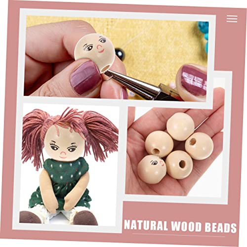 VILLCASE 50pcs Doll Wooden Beads Round Smile Beads Funny Wood Beads Jewelry Beads Circle Beads Decked Accessories Beads for Unfinished Wood Beads VILLCASE