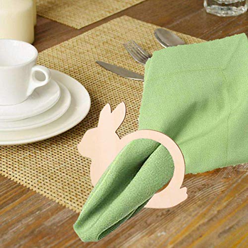 Qingmao 20 Pieces Rabbit Shape Wood Napkin Rings Easter Wooden Napkin Holders Rings Serviette Buckles for Easter Wedding Dining Table Decoration TANGDIAABBCC