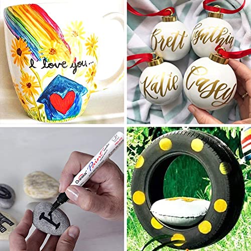 Paint Pens Paint Markers - White Permanent Markers 8 Pack, Oil Based Waterproof Quick Dry Medium Tip Marker Pen for Metal, Wood, Fabric, Plastic, Overseas