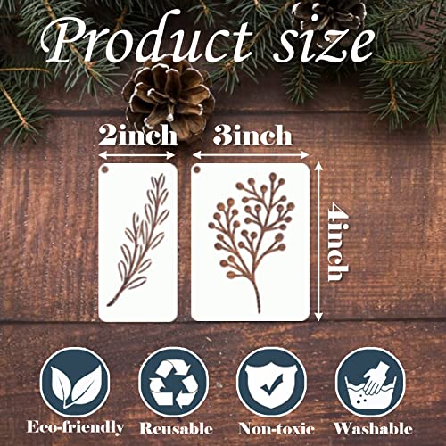 Leaf Stencils for Crafts Small Leaves and and Branches Paint Plant Stencil for Painting On Wood Wall Card Making, Tiny Nature Vine Herb Essential Art yhslmh