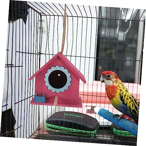 Kisangel Wooden Bird House Bird Nest Craft Bird House Unfinished Birdhouses Mini Bird Wood Bird Cage House Wooden Bird Nest Hanging Bird House Wood Kisangel