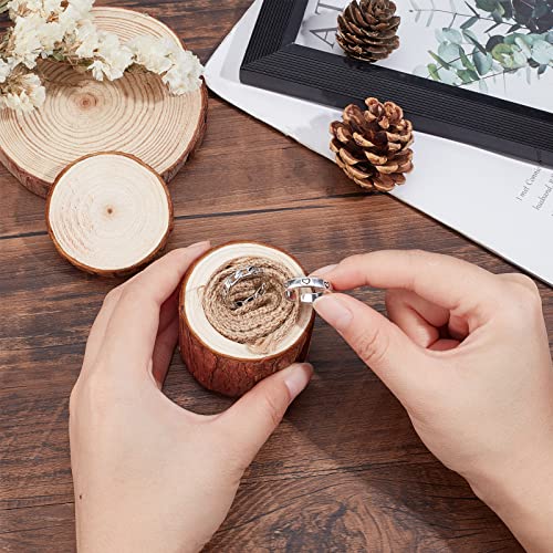 PH PandaHall Ring Box, Wooden Ring Dish Storage Box Wedding Ceremony Wood Ring Bearer Box Rustic Ring Stand Jewelry Holder Storage Case for Valentine PH PandaHall