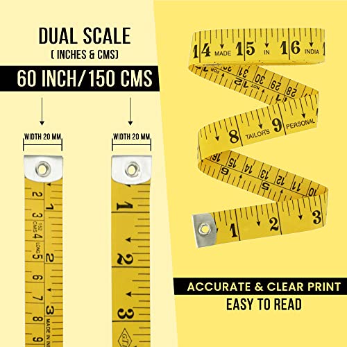 Unitedprime Flexible Tape Measure Pack of 2, Accurate Dual Scale Standard & Metric Measurements Tape,Soft Measuring Tape for Body, Weight Loss Sewing UNITEDPRIME