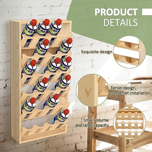 jxgzyy 6 Tier 24 Can Spray Paint or Lube Can Wall Mount Storage Holder Rack Lube Holder Organization Storage Rack Wood Shelf Case Organizer, 14.2" L jxgzyy