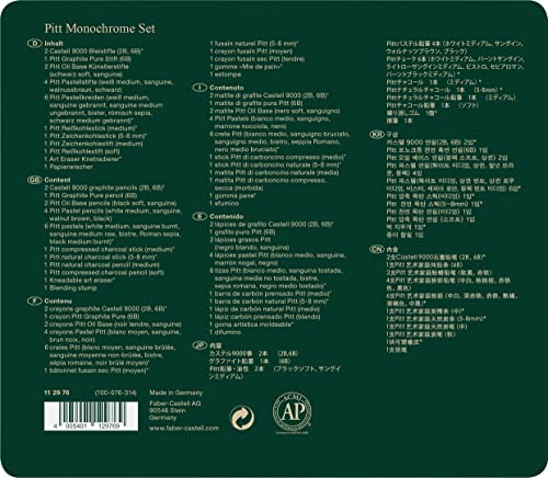 Faber-Castel 21 Piece Pitt Monochrome Tin Set Faber-Castell