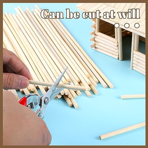 50 Pcs Dowel Rods, 1/4 x 12 Inch Wooden Dowels Craft Sticks Unfinished Natural Bamboo Doweling Rods for Crafts and DIYers WSICSE