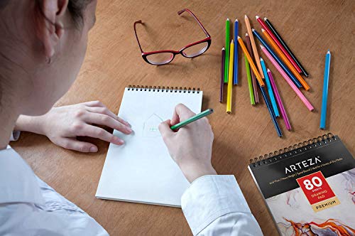 ARTEZA Drawing Paper Pad, 9 x 12 Inches, Pack of 1, 80 Pages, Spiral-Bound Sketch Book, Drawing Journal with Durable 80-lb Paper Sheets, Art Supplies ARTEZA