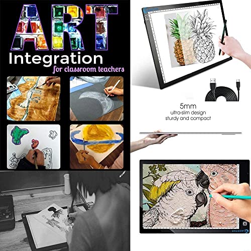 Light Box Drawing Pad, Tracing Board with Type-C Charge Cable and Brightness Adjustable for Artists, AnimationDrawing, Sketching, Animation, X-ray XIAOSTAR