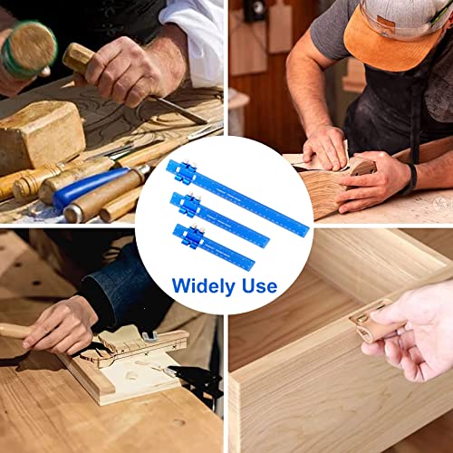TOURACE Aluminum Woodworking Rulers with Slide Stop (3 Pcs) Precision Pocket Ruler Metal T Track Ruler, Square Ruler Inch and Metric Marking TOURACE