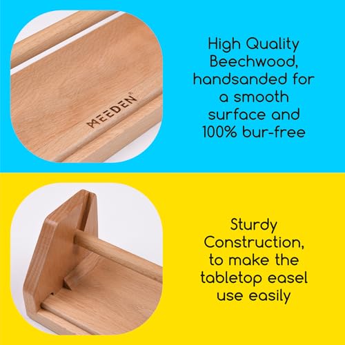 MEEDEN Kids Tabletop Paper Roll Dispenser, Solid Beech Wood with 3 Paper Rolls (12" x 75ft), Portable Art Painting Easel for Kids to Entertain, MEEDEN