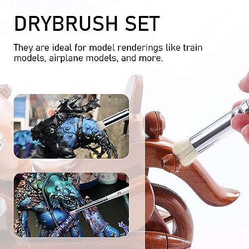 Falling in Art 5 Pcs Professional Drybrush Set, Detail Dry Brush, Miniature Paint Brushes for Model Rendering, Suitable for Beginners and Artists Falling in Art