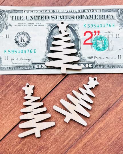 12 Pieces (Many Size Options) Smooth Unfinished Wood Xmas Tree Laser Cutout Dangle Earring Jewelry Blanks Charms Ornaments Shape Crafts Made in Texas Texan Wood Crafts