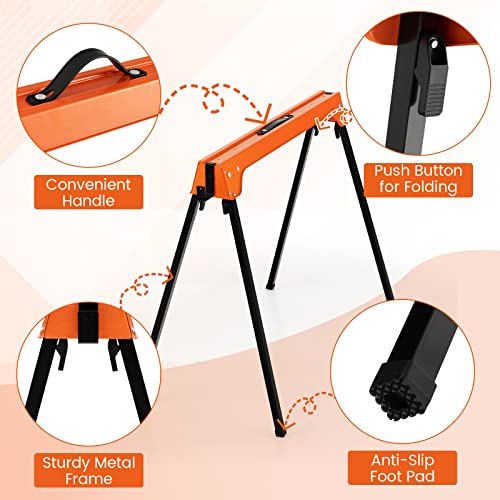 Zimbala 2-Pack Folding Saw horses, Portable Metal Speedhorse with Convenient Handle & Detachable 2 x 4 Support Arms, 1322 lbs Weight Capacity of Per Generic