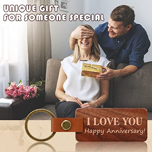 50 Pcs Leather Keychain Blanks Wooden Keychain Blanks Wood Keychain Blank Unfinished Wood Tags with Leather Strap Keyring (White Maple, Walnut, Sasylvia