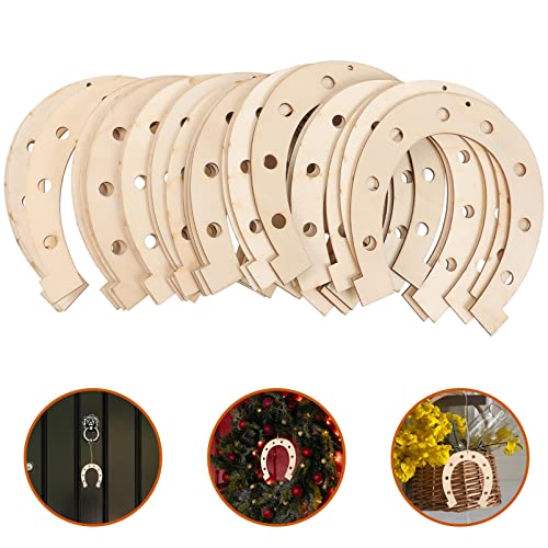 24pcs Unfinished Wood Horseshoe Cutouts Blank Wooden Horseshoe Chips Cowboy Wood Slices to Paint Crafts for DIY Western Celebration Home Decoration EXCEART