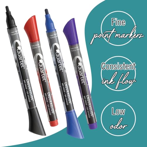 The Mega Deals Quartet Dry Erase Markers, 2 Whiteboard Erasers Bundle - 12 Count Assorted Fine Tip Whiteboard Markers and 2 Magnetic Dry Erase Eraser The Mega Deals