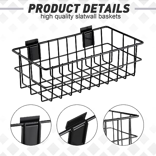 Hicarer 4Pcs Slatwall Basket Set Ventilated Metal Slatwall Baskets Hanging Storage Baskets for PVC Slatwall, Mounted Slatwall Accessories Storage Hicarer