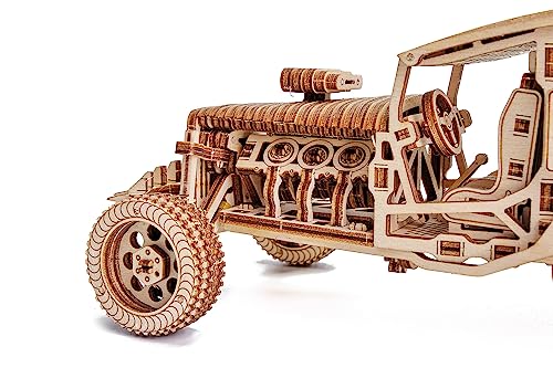 Wood Trick Mad Buggy Car 3D Wooden Puzzle for Adults and Kids to Build - Rides up to 25 feet - Detailed and Sturdy Design - Engineering DIY Wooden Wood Trick