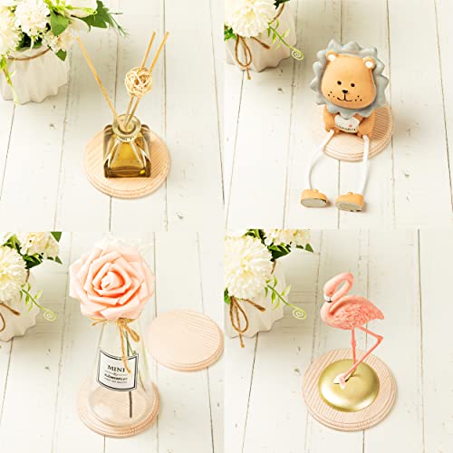 Dorhui 4Pcs 4 Inch Round Wooden Plaque, Unfinished Natural Pine Wood Circle Craft Plaques Wood Base for Craft Projects and DIY Home Decoration Dorhui