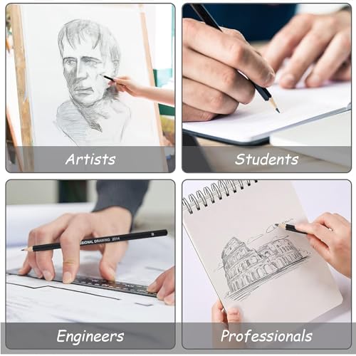 HOTCOLOR Drawing Pencils, 24pcs Art Pencil Set with Graphite Pencils Sketching Pencil Set Include 12B 10B 8B 7B 6B 5B 4B 3B 2B B HB 2H 4H 6H, HOTCOLOR