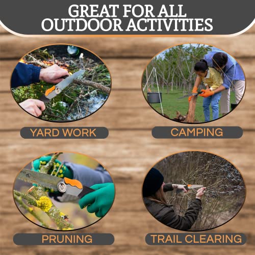 EverSaw Folding Hand Saw Camp Saw 8" Folding Saw - Pruning Saws for Tree Trimming Garden Saw – Rugged Camping Saw for Wood Cutter Trail Clearing Tree Home Planet Gear