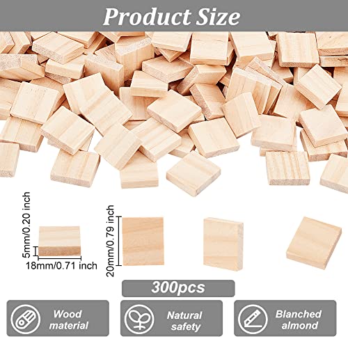 OLYCRAFT 300Pcs Wood Blank Letter Tiles 20x18mm Unfinished Wooden Squares Blank Wood Cabochons Unfinished Square Wood Tiles for DIY Crafts Wood OLYCRAFT