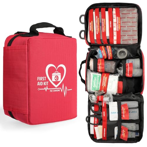 Pasenhome First Aid Kits, Trauma First Aid Kit, Premium Emergency Kits, First Aid Bag with Labelled Compartments for Home, Office, Car, Outdoor, Pasenhome