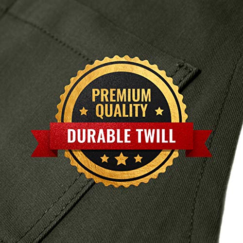 Under NY Sky Essential Army Green Apron – Cross-Back with Durable Twill and Leather Reinforcement – Adjustable for Men and Women – Pro Chef, Tattoo Under NY Sky