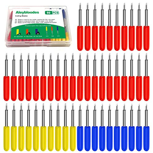 50PCS Replacement Blades Compatible with Cricut Explore Air 2/Air 3/Maker/Maker 3/Expression, 10PCS Fine Point Blades, 10PCS Deep Point Blade and Aleybloodes