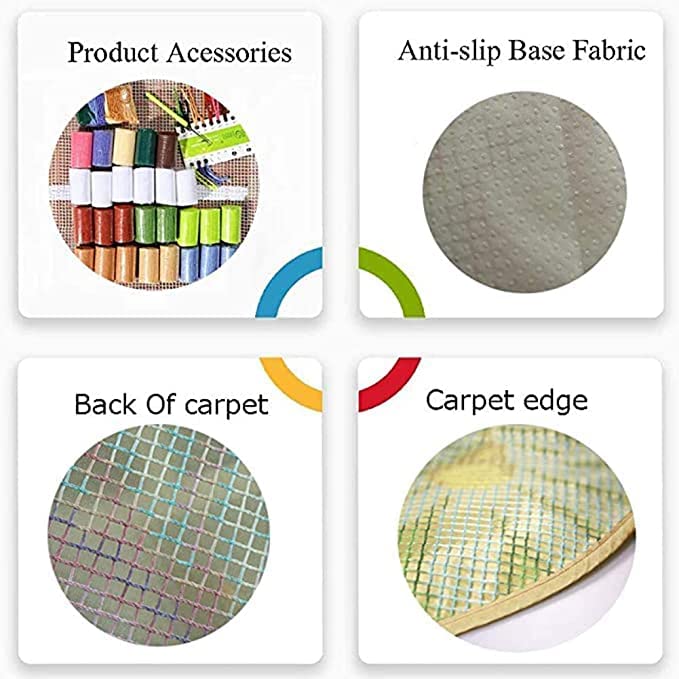 Two Horse Latch Hook Rug Kits for Adults and Starter DIY Cross Stitch Latch Hook Rug Sofa Seat Cushion Crocheting Kits with Preprinted Pattern Canvas WoodArtSupply