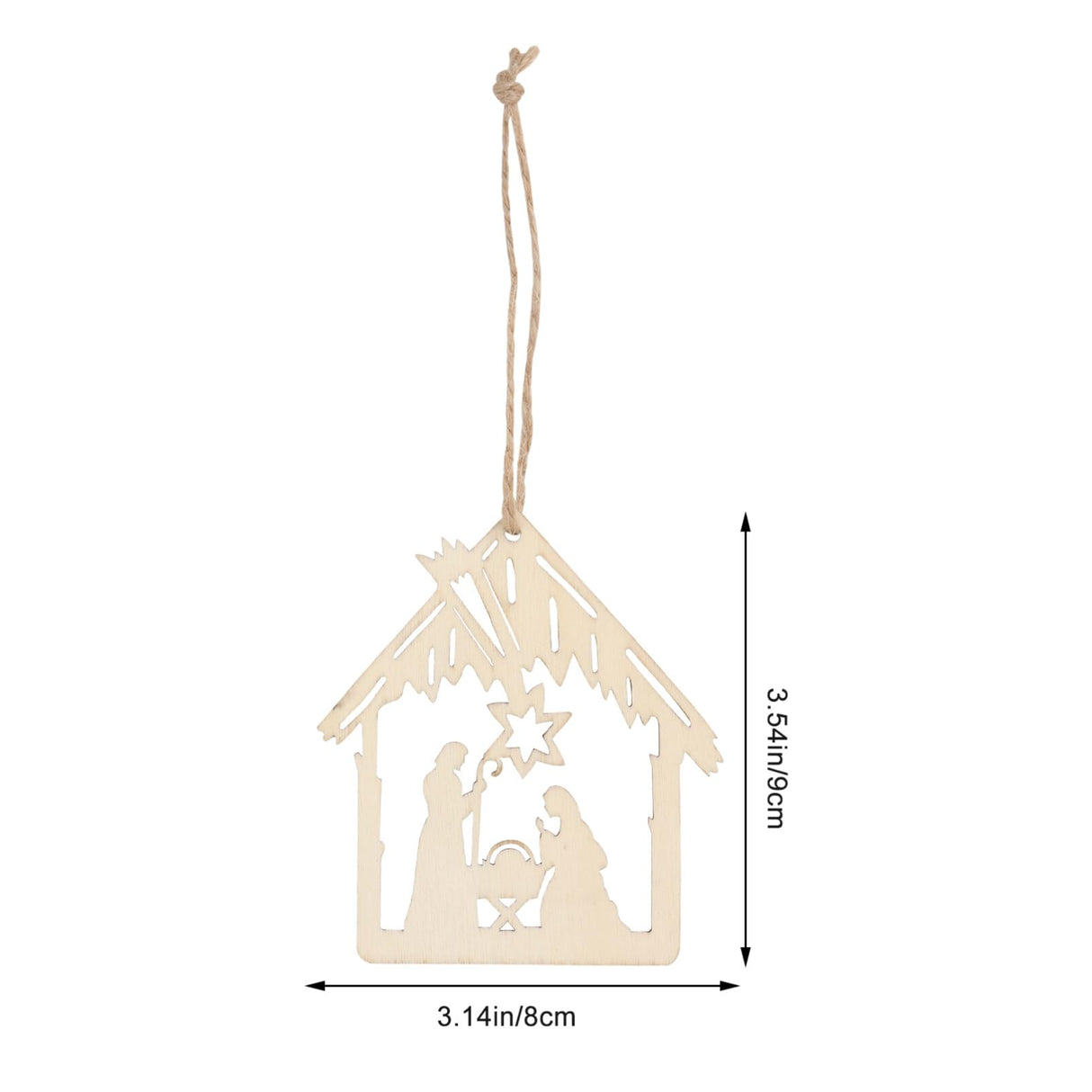 CIMAXIC 20pcs Pendant Home Decoration Blush Decor Wood Crafts Hanging Nativity Wooden Embellishments Christian Religious Wooden Cutouts Wood Ornament CIMAXIC