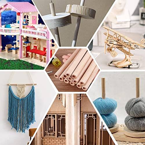 OLYCRAFT 12Pcs 7.9x0.6 Inch Hollow Wood Sticks Round Wooden Dowel Rod with 0.3 Inch Hole Unfinished Beech Wood Rods Natural Wood Round Rods for DIY OLYCRAFT