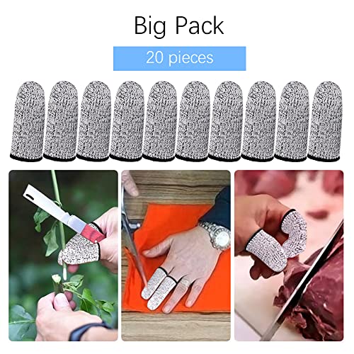 Finger Cots Cut Resistant Protector - 20 Pcs Finger Covers for Cuts, Gloves Life Extender, Cut Resistant Finger Protectors for Kitchen, Work, Elfzone