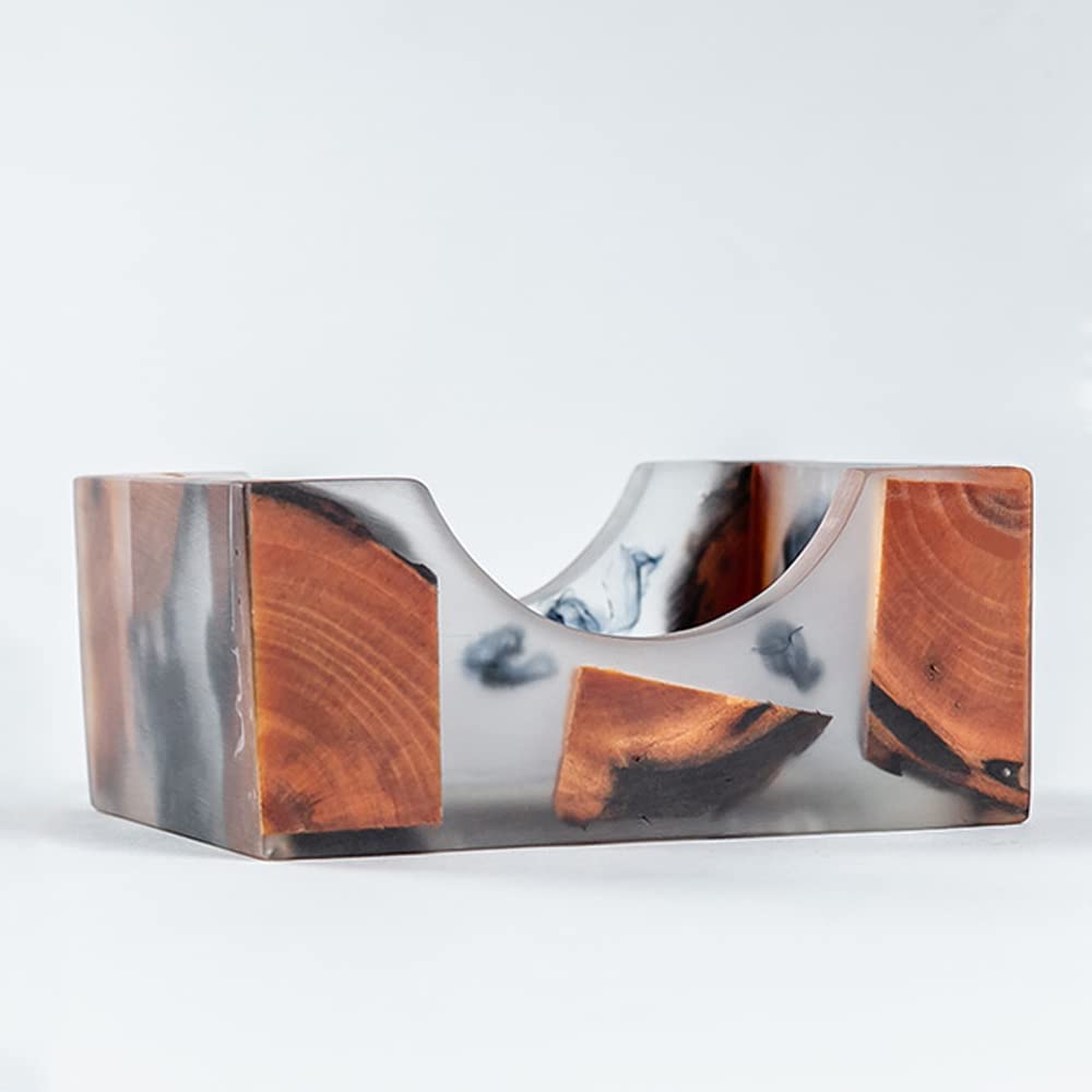 DIYOMR Set of 6 Wood Coasters with Holder, Resin Epoxy Coaster for Drinks, Cool Coaster Art for Home Office Coffee Bar Table Protection Decor (6 DIYOMR