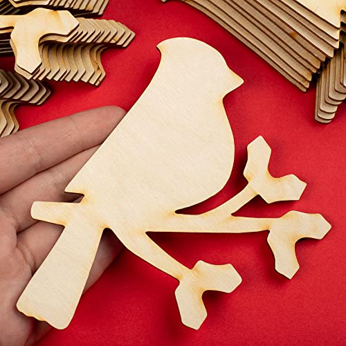 Pack of 24 Unfinished Wood Cardinal Cutouts by Factory Direct Craft - Wooden Cardinal on a Branch Blank DIY Shapes for Holiday Decorating and Factory Direct Craft