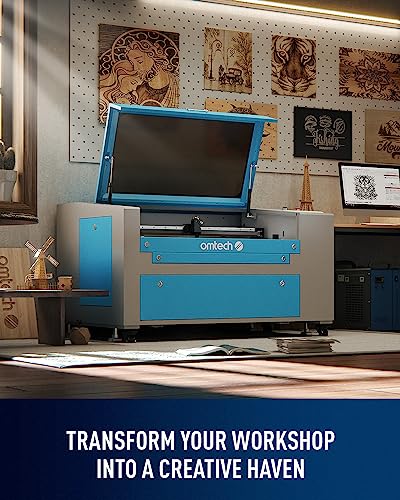 OMTech 60W CO2 Laser Engraver with Water Chiller, 16x24 Inch Laser Engraving Cutting Etching Machine with 2 Way Pass Air Assist Digital Controls, OMTech