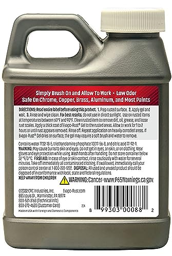 CRC Evapo-Rust Gel Rust Remover, 8 Fl Oz, Rust Remover for Vertical Surfaces, Eliminates Oxides from Aluminum, Cast Iron, and Steel Evapo-Rust