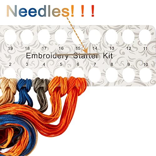 Embroidery Kits for Beginners Adults, Stamped Cross Stitch kits for Adult Beginners Embroidery Starter Kit with Pattern, 3 Embroidery Hoop and Armindou