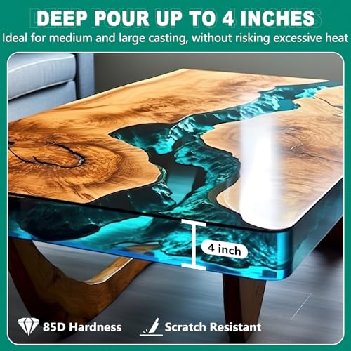 Teexpert Deep Pour Epoxy Resin, 3 Gallon Epoxy Resin Kit for 2-4" Pour Depths, Crystal Clear & High Gloss, Bubble-Free Casting Resin for River Teexpert