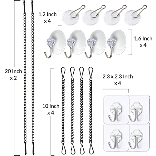 Stained Glass Window Hanging Chain Kit, Picture Hanging Chain with Suction Cup Hooks Sunshine Catcher Metal Nickel Plating Stained Glass Window Arecyuer