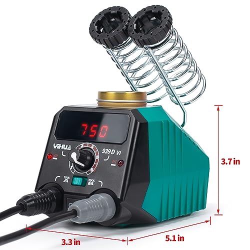 YIHUA 939D-VI Dual Pen Wood Burning Kit with Digital Display with 20 Wire Nibs, Detachable Wood Burning Pen, 2 Wood Pieces, Tweezers Used as Wood YIHUA