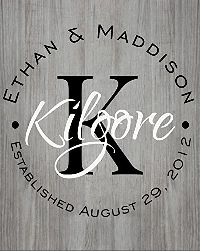 Personalized Printed Wood Family Name Sign With Established Date And Monogram 16x20 MRC Wood Products